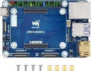 Mini Base Board for Raspberry Pi CM5 Lite/eMMC Series Module, Compute Module 5 Mini IO Board with CM5 Socket/40PIN GPIO Header/RJ45 Gigabit Eth/16PIN PCIe/HDMI/USB 3.2/USB 2.0 Interface etc.