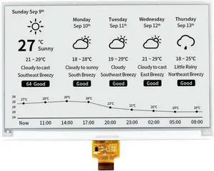 waveshare 7.5inch E-Ink Raw Display Compatible with Raspberry Pi 5/4B/3B/Zero/Zero W/Zero 2W/Pico/Pico W/Pico WH 800×480 Resolution with SPI Interface Without PCB