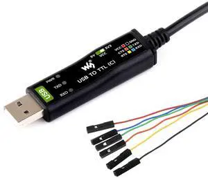 Waveshare Industrial USB to TTL (C) 6pin Serial Cable, Original FT232RNL Chip, Multi Protection Circuits, Multi Systems Support, with Hardware Flow Control