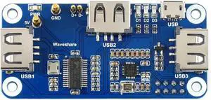 Waveshare PoE Ethernet/USB HUB HAT, Compatible with Raspberry Pi Zero/Zero W/4B/3B/3B+, 3X USB 2.0 Ports, 802.3af-Compliant