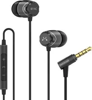 SoundMAGIC E11C Wired Earbuds with Microphone HiFi Stereo Earphones Noise Isolating in Ear Headphones Powerful Bass Tangle Free Cord Gunmetal Black