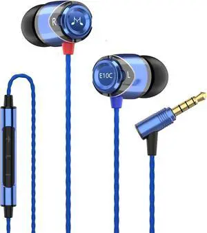 SoundMAGIC E10C Wired Earbuds with Microphone HiFi Stereo Earphones Noise Isolating in Ear Headphones Powerful Bass Tangle Free Cord Black Gold Blue