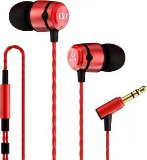 SoundMAGIC E50 Wired Earbuds No Microphone in Ear Monitor HiFi Earphones Noise Isolating Headphones Comfortable Fit Gunmetal Red