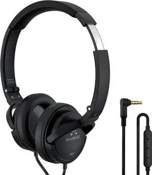 SoundMAGIC P22C Lightweight On Ear Headphones Wired with Microphone, Comfortable and Portable HiFi Stereo Headset with Noise Isolation, Foldable Design, Black