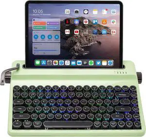 YUNZII QL75 Wireless Typewriter Hot Swap Retro Mechanical Keyboard,Punk Round Keycaps,RGB Backlit QMK/VIA Programmable,Multi-Device Keyboard with 2.4GHz/Type-C/BT5.0 (Green, Onyx Switch)