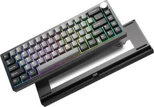 YUNZII AL68 Wireless Mechanical Keyboard,Full Aluminum CNC,60% Layout with Knob, QMK/VIA Software,Gasket Mounted,Hot Swappable,RGB Backlit,BT/2.4G/USB-C for Mac/Win (Black, Milk V2)