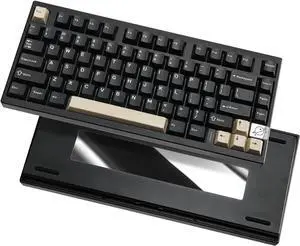 YUNZII AL75 PRO 75% Wireless Mechanical Gaming Keyboard,Full Aluminum CNC,BT/2.4G/Wired,PBT Keycaps,Gasket Mounted Hot Swap,Custom RGB Backlight, Programmable for Mac/Win (Black, Cocoa Cream V2)