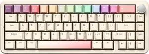 YUNZII B68 Wireless Mechanical Keyboard,Tri-Mode BT5.0/2.4GHz/USB-C,Cute PBT Keycaps,Hot Swappable Creamy Typing Gasket Mounted,RGB Backlit NKRO for Win/Mac (Beige, Cocoa Cream V2 Switch)