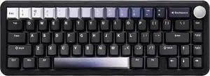 YUNZII B68 Wireless Mechanical Keyboard,Tri-Mode BT5.0/2.4GHz/USB-C,Cute PBT Keycaps,Hot Swappable Creamy Typing Gasket Mounted,RGB Backlit NKRO for Win/Mac (Black, Milk V2 Switch)