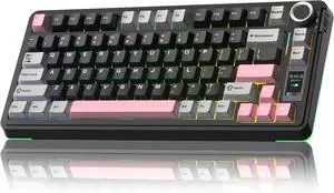 AULA S75 PRO Wireless Mechanical Keyboard with Screen&Knob, 75% Hot Swappable Gaming Keyboard with Pre-lubed Switches, RGB Backlit, PBT Keycaps Creamy Sounding Pc Gaming Keyboards