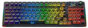 AULA F98 Pro Wireless Mechanical Keyboard with Transparent Keycaps,Hot-swappable,Pre-lubed Linear Switches,Gasket Structure,RGB Backlit,OLED Screen,BT5.0/2.4G/USB-C Wired Computer Keyboard  Black