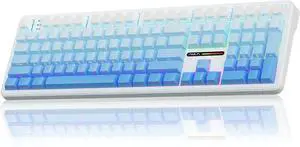 AULA F108 Wireless Mechanical Keyboard, BT5.0/USB-C/2.4GHz Hot Swappable Custom Gaming Keyboards, PBT Keycaps, Pre-lubed Switches, RGB Backlit Full Size Creamy Keyboard with Number Pad, Gradient Blue