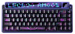 AMG65 Mechanical Gaming Keyboard with Dual Screen, 65% Wireless Small Custom Keyboard RGB, Bluetooth/2.4G/Wired, Rapid Trigger, Hot Swappable for Windows Laptop PC Mac - Purple