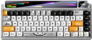 AMG65 Mechanical Gaming Keyboard w/Dual Screen, 65% Wireless Small Custom RGB Keyboard Quite,Bluetooth/2.4G/Wired, Rapid Trigger, Hot Swappable for Windows Laptop PC Mac - White