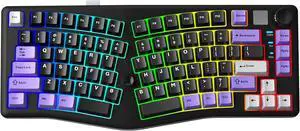 A75 Alice Keyboard, Tri-Mode Ergonomic Gaming Keyboard with RGB Backlit Functional Knob Joystick, 75% Layout Hot-Swap Gasket Custom Keyboards for Win Mac PC Gamer-Black
