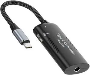 USB C Power Converter,DC Power 5.5x2.5mm Input to USB C 100W with 15W Type C and 12W Type A Output PD Emulator Trigger Charge Cable Adapter
