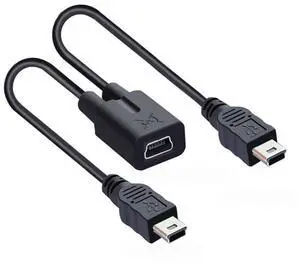 Mini USB Splitter Multi Charging Cable,Mini USB 1 Female to 2 Male Charge Extension Cable Supports Charging Two Devices at The Same Time 0.98FT/0.3M