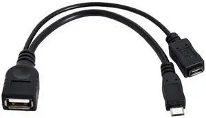 Micro USB Male to USB 2.0 Female OTG Cable with Micro USB Auxiliary Power Supply(can only Charge External Devices)