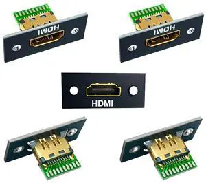 5 Pack HDMI DIY Connector, HDMI 2.1 8K 19Pin Gold Plated Female Socket Port Repair Replacement Solder Adapter with Panel Mount Screw Hole