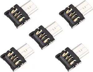 5 Pack Micro USB OTG Adapter Micro USB Male to USB 2.0 Female Ultra Mini Size Connector Adapter