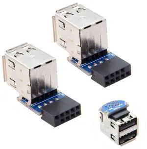 2 Pack USB 2.0 Front Panel Header 9/10Pin 1 Male to 2 USB 2.0 Female Mainboard Header Port Extension Adapter