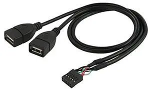 USB 2.0 Front Panel Header 9/10Pin 1 Male to 2 USB 2.0 Female Y Splitter Mainboard Header Port Extension Cable Adapter