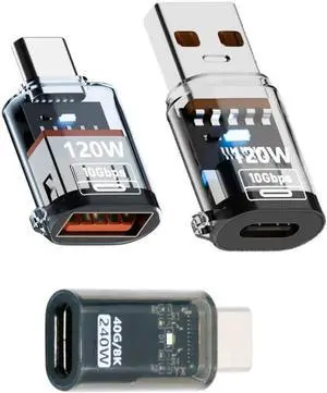 3 Pack USB C Converter, USB 3.2 to USB C 10/40Gbps Data Transfer PD 120W/240W Fast Charging Converter Adapter 3 Pack USB C Converter, USB 3.2 to USB C 10/40Gbps Data Transfer PD 120W/240W Fast Charging Converter Adapter