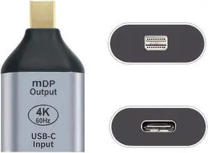 USB C to Mini Displayport Converter(The Mini Displayport Terminal Must be Connected to The Monitor, not The Host.You Need to use The 10Gbps USB C to C Cable.Other Cable not Work)
