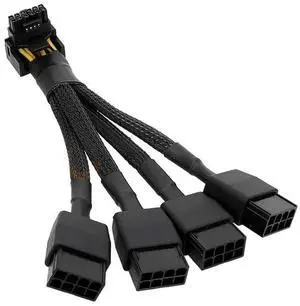 12VHPWR 16 Pin 12+4 pin GPU Cable to 4X 8 Pin PCIe 5.0 Extension 90 Degree Angle Sleeved Adapter for GeForce RTX 4090 4080 4070Ti 3090Ti Graphic Card 5.9-inch (Type B)