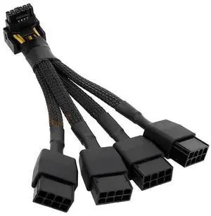 12VHPWR 16 Pin 12+4 pin GPU Cable to 4X 8 Pin PCIe 5.0 Extension 90 Degree Angle Sleeved Adapter for GeForce RTX 4090 4080 4070Ti 3090Ti Graphic Card 5.9-inch (Type A)