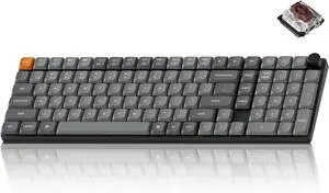 Keychron K17 Max 96% Layout QMK/Launcher Ultra-Slim Wireless/Type-C Wired Mechanical Keyboard with RGB Backlit Hot-Swappable, Low-Profile Gateron Mechanical Brown Switch Compatible with Mac Windows