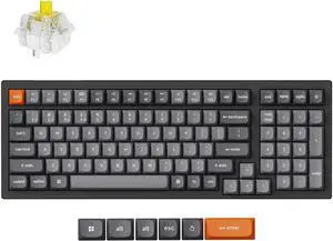 Keychron K4 Max QMK Wireless Custom Mechanical Keyboard, RGB Hot Swappable 96% Layout Tri-Mode Bluetooth 5.1/2.4G/USB-C Programmable, Super Banana Switch NKRO Gaming Keyboard for Mac/Windows/Gamers