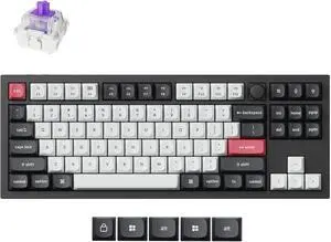 Keychron Q3 HE Wireless Custom Mechanical Keyboard, 2.4 GHz/Bluetooth/Wired QMK Rapid Trigger 80% TKL Hot-Swappable Programmable RGB Gateron Double-Rail Magnetic Switches for Mac Windows, Carbon Black