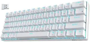 RK61 Wireless 60% Mechanical Gaming Keyboard, Ultra-Compact 60 Keys Bluetooth Mechanical Keyboard with Programmable Software (Blue Switch, White)