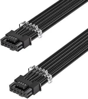 PCIe 5.1 16Pin GPU Power Cable - 70cm 12V-2x6 PSU Sleeved Cable 600W Male to Male 12VHPWR for Geforce RTX 5090 5080 5070ti 3090Ti 4070 Ti 4080 4090 5070 to ATX 3.1 Modular PSU (Black)