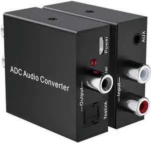 Analog to Digital Audio Converter Fits for RCA to Optical Coaxial, R/L or 3.5mm Jack AUX to Digital Coaxial & Toslink SPDIF Audio Converter Adapter for PS4 Xbox HDTV DVD Amplifier Speaker SoundbarIt c