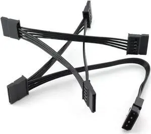 1pcs IDE to SATA Power Cable IDE Large 4 Pin to PC Server Hard Drive 15 Pin SATA Power Supply Adapter Converter Cable Cord 18AWG Wire SATA Extension Cable 1 to 5 Splitter Black