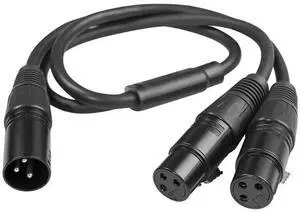 50cm 3Pin XLR Male To Dual XLR Female Y-Splitter Cable 3Pin XLR Splitter Male To 2 Female Cable XLR Y Splitter Cable