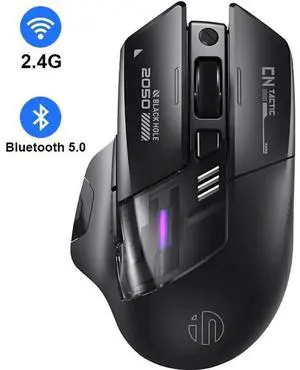 Wireless Mouse for Laptop, 2.4G/Bluetooth 5.0 Wireless Mouse, Gaming Mouse, RGB Lighting, 2400 DPI, 6 Buttons, Visible Battery, Type-C Charging, Wireless Mouse for Windows, macOS Linux, iOS
