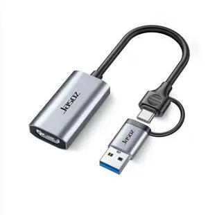 Jasoz G138 USB/Type-C to HDMI Video Capture Card, 4K 60Hz Input & 1080P 30Hz Output, Compatible with OBS for Live Streaming, Gaming, Recording on PC/Mac/Android