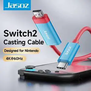 Jasoz  USB-C to HDMI Cable 4K 60Hz with 100W PD Charging, 6.6ft High Speed Male to Male Cord for Laptop, MacBook, HDTV, Monitor - Nickel Plated Connector