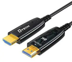 DTECH HDMI 2.1 Fiber Optic Cable - Zero Lag, Zero Loss for 8K@60Hz & 4K@120Hz, Ultra-Slim 4.8mm Design