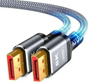 DisplayPort 1.4 Cable 3.3ft, 8K DP 1.4 Cable, Supports 32.4Gbps, 8K@60Hz, 4K@120Hz, 2K@240Hz / 165Hz, 1080P@360Hz for Laptop, TV Gaming Monitor