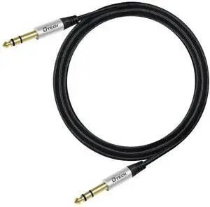 DTECH 3ft Electric Guitar Cable TRS 1/4 Instrument Cord Aux Balanced Stereo Jack Quarter Inch 6.35mm for DJ Speakers Amplifier Bass Studio Audio Monitor Mixer