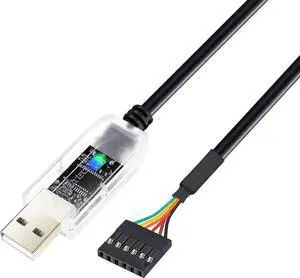 DTECH USB to TTL Adapter FTDI Chip 3.3V 6 Pin USB to UART Debug Cable FT232RNL IC Serial Converter 3ft LED Indicators Output 3.3 Volt for Windows 11 10 8 7 XP MAC Linux Easy Debugging and Programming