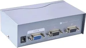 DTECH 2 Way Powered VGA Splitter Amplifier Box High Resolution 1080p SVGA Video 1 in 2 Out 250 Mhz for 1 PC to Dual Monitor Computer DTECH 2 Way Powered VGA Splitter Amplifier Box High Resolution 1080p SVGA Video 1 in 2 Out 250 Mhz for 1 PC to Dual Monitor Computer