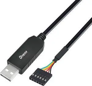 DTECH 3ft USB to TTL Serial Cable 5V 6 Pin UART Adapter Debug Cord Compatible with Windows 11 10 8 7 Linux MAC OS Genuine FT232RL Chip 6Pin 5 V Level Signal 2.54mm Dupont Female Header