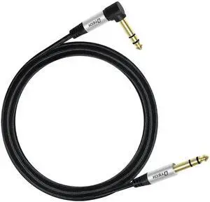 DTECH 3ft Electric Guitar Cable TRS 1/4 Instrument Cord Aux Right Angle Balanced Stereo Jack Quarter Inch 6.35mm for DJ Speaker Amplifier Bass Studio Audio Monitor Mixer