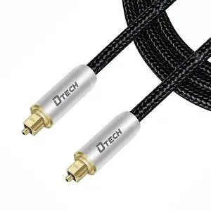 DTECH 5ft Digital Optical Audio Cable Toslink for TV Soundbar Receiver Home Theater SPDIF 5.1 7.1 Surround Sound System Stereo Speaker DVD CD Xbox/PS4, Copper Shell, Braided Jacket, 5 Feet, Black