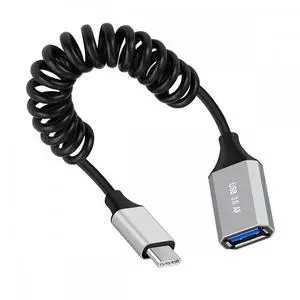 USB-C Type-C Host to USB3.0-A Female OTG Stretch Coiled Cable 100cm Extension 5Gbps for Disk Phone Camera Data USB-C Type-C Host to USB3.0-A Female OTG Stretch Coiled Cable 100cm Extension 5Gbps for Disk Phone Camera Data
